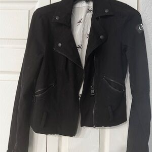 Calvin Klein Jeans Black Leather Jacket sz M